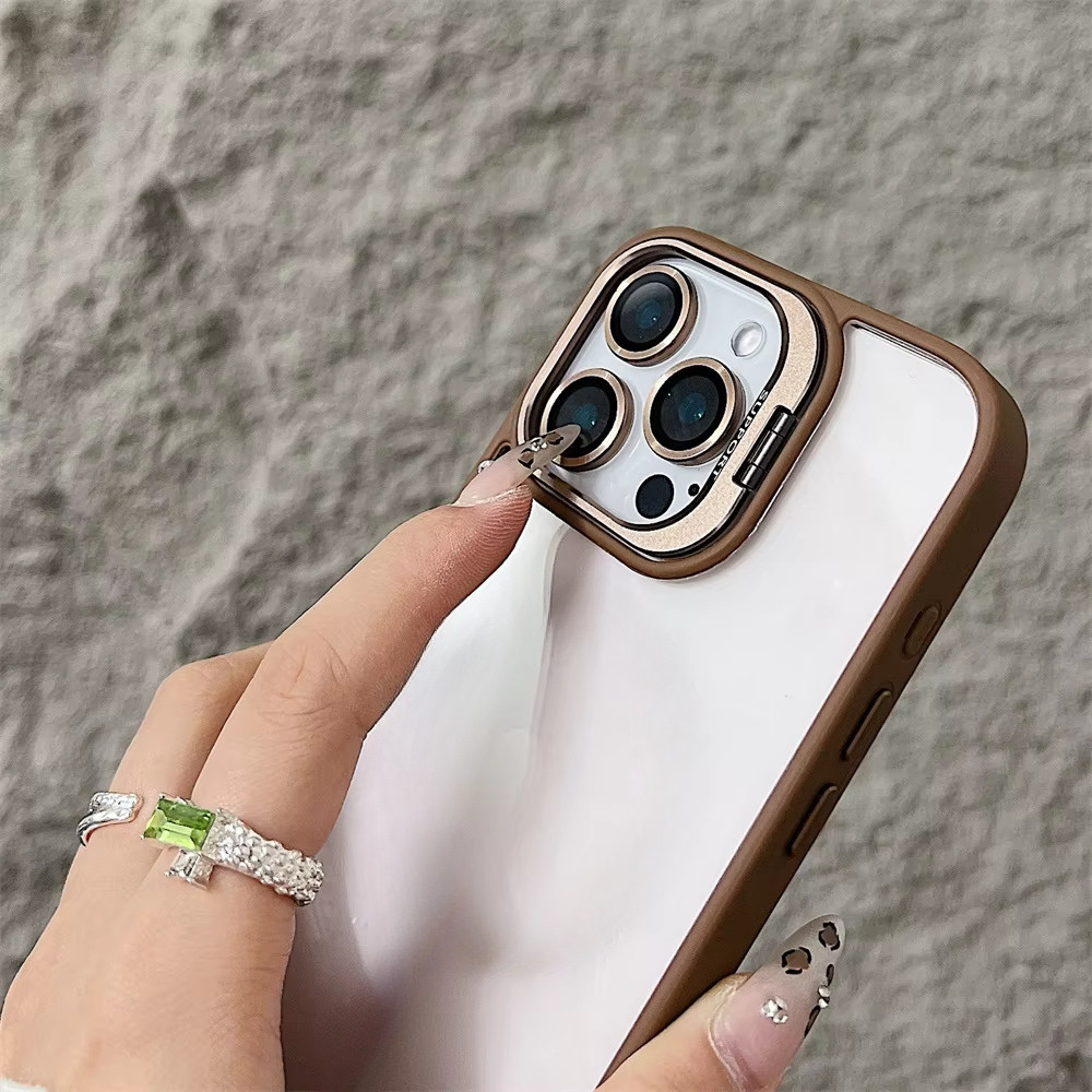 Luxury metal support phone case for iPhone 16 15 14 7 8 Plus 13 12 11 ...
