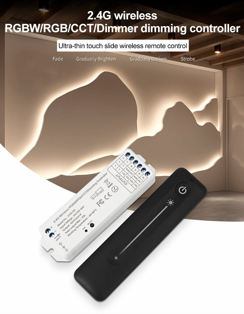 12V 24V LED Dimmer PWM Wireless DIM Touch Remote Controller 6A Dimming ...