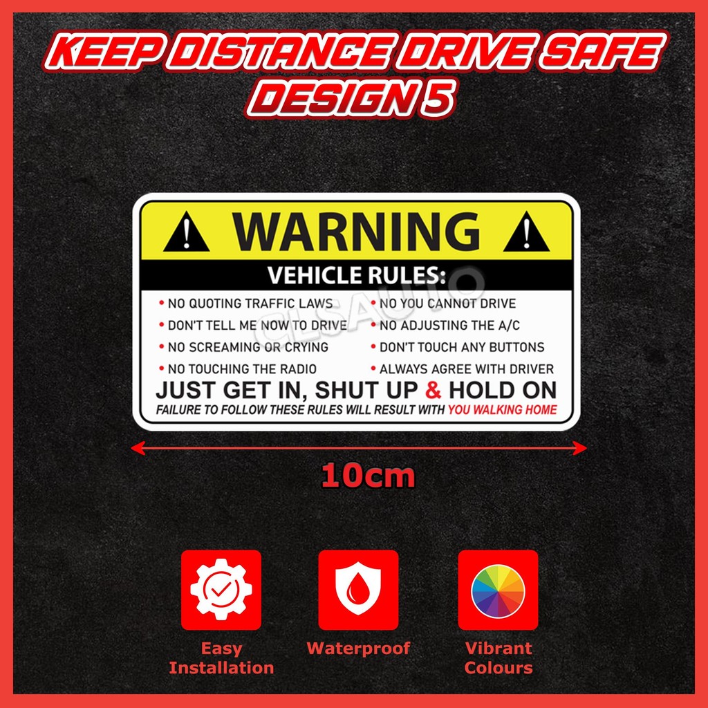 Drive Safe Keep Distance Car Sticker Caution [Multiple Designs ...