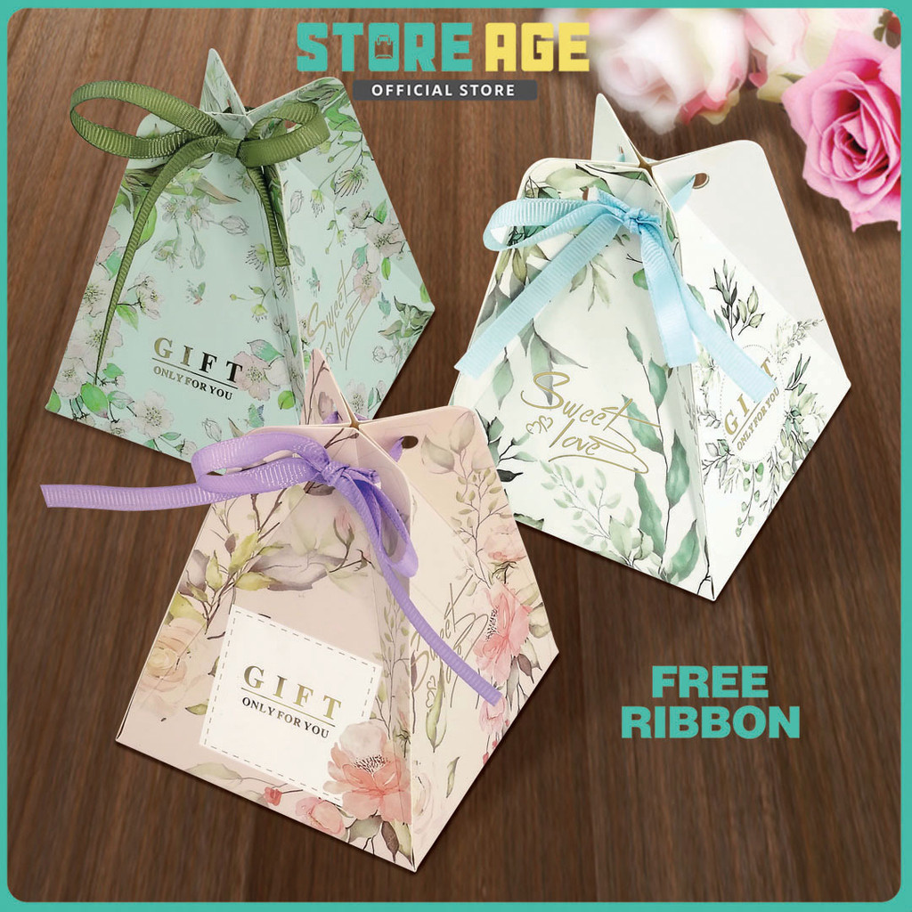 Store Age [50pcs] Triangular Pyramid Candy Box | Wedding Gift Box ...