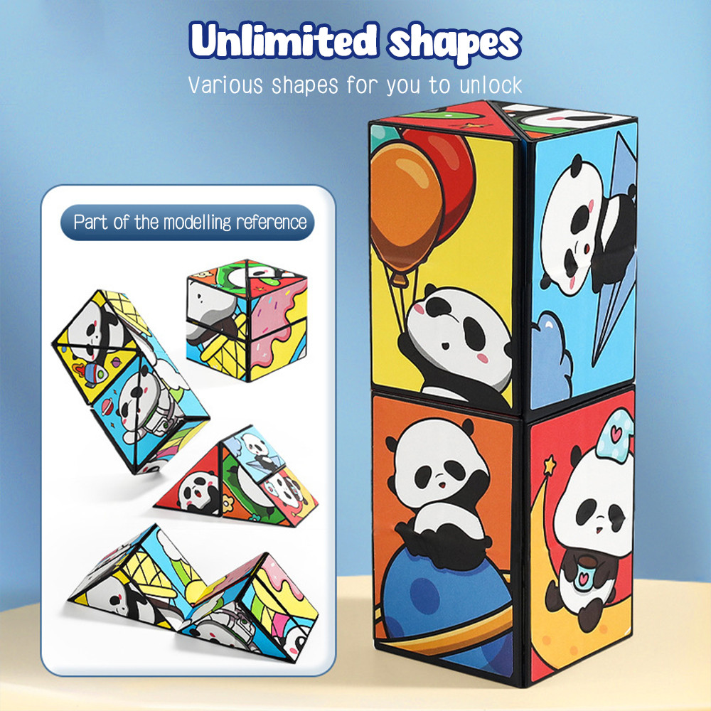 BEVAVAR Kids Rubik Cube Panda Magic Cube Infinite Flip Folding Puzzle ...