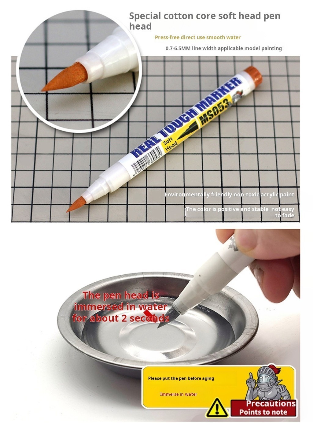 Real Touch Marker Soft Tip Fading Pen Set for Aging Gundam Building GK ...