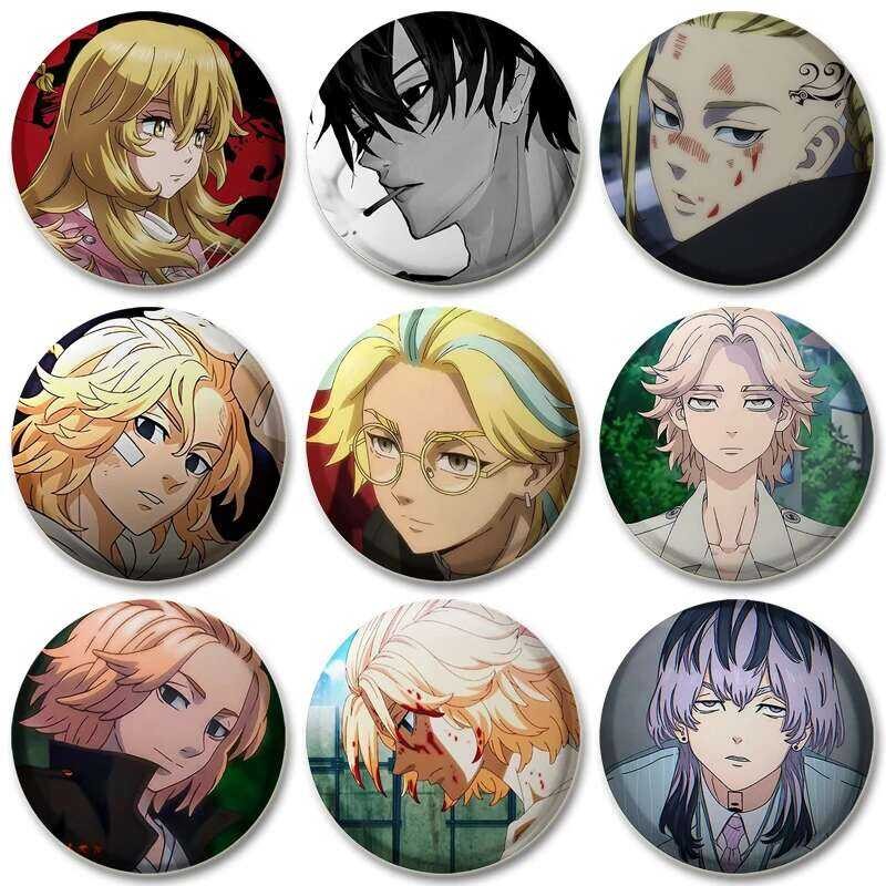 Tokyo Revengers Badges Haitani Brothers Ran Rindo Figures Anime ...