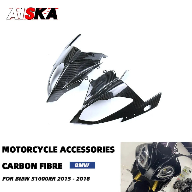 100% 3K Real Carbon Fiber Headlight Front Fairing Covers Kit Motorcycle ...