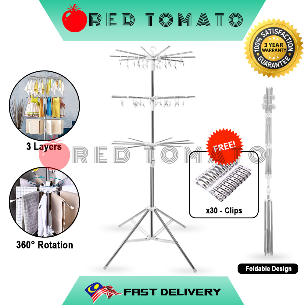 RED TOMATO Multilayer Stainless Steel Foldable Hanger Baby Clothes ...