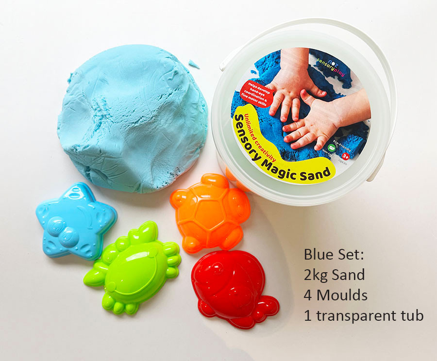 Sensory Magic Sand 2kg Tub Set Sand 4 Moulds Sensory Play Tactile Messy ...