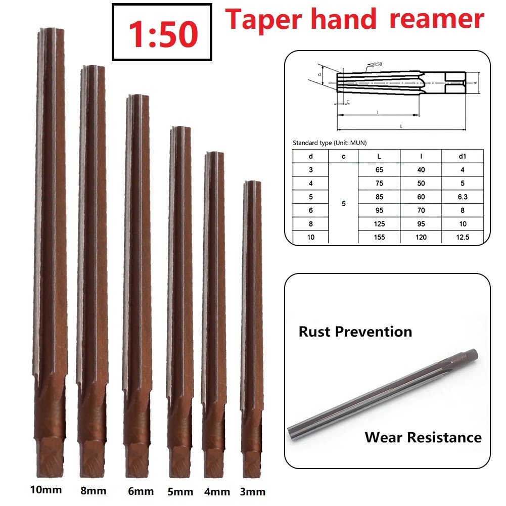 1:50 Conical Degree Manual Pin Taper Shank Hand Reamer 3/4/5/6/8/10mm ...