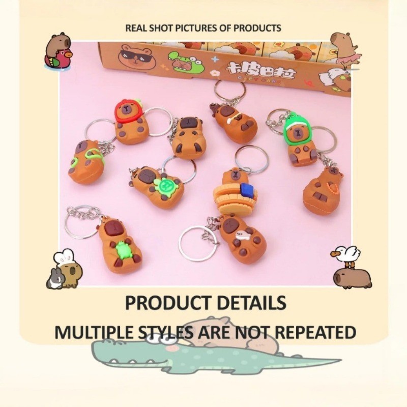 24Pcs Capybara Blind Box Mini Keychain Cute labubu Cartoon Doll Bag ...