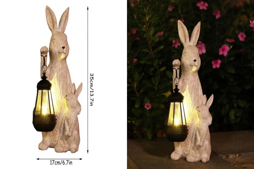 Outdoor Bunny Sculpture Handmade Bunny Statue Outdoor Solar Rabbit ...
