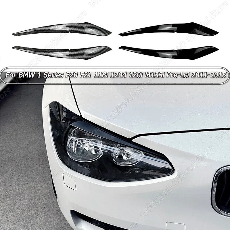 Sopracciglia Fari BMW Serie 1 F20 F21 2011-2015 - Adesivi ABS Lucido Nero - Foto 3