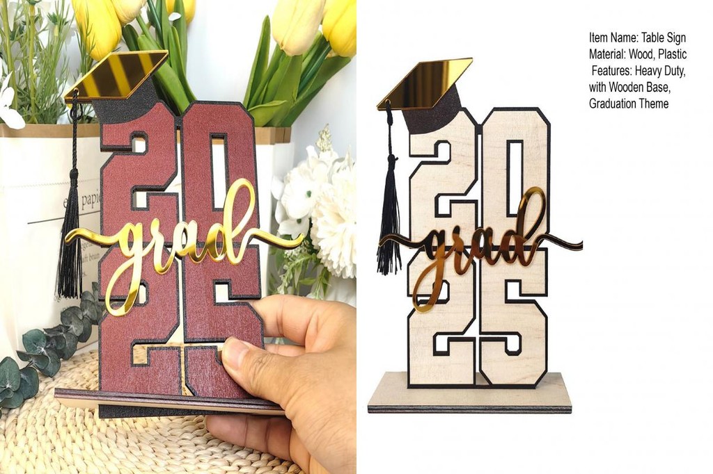 (VIP) Graduation Ceremony Sign Wooden Table Sign Class of 2025 ...