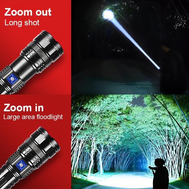 New Most Powerful Led Flashlights Rechargeable Flashlight Built-in ...
