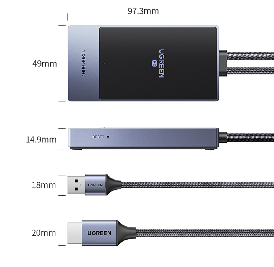 UGREEN 5G Wireless 1080P HDMI Extender 30 Meters Long Distance ...