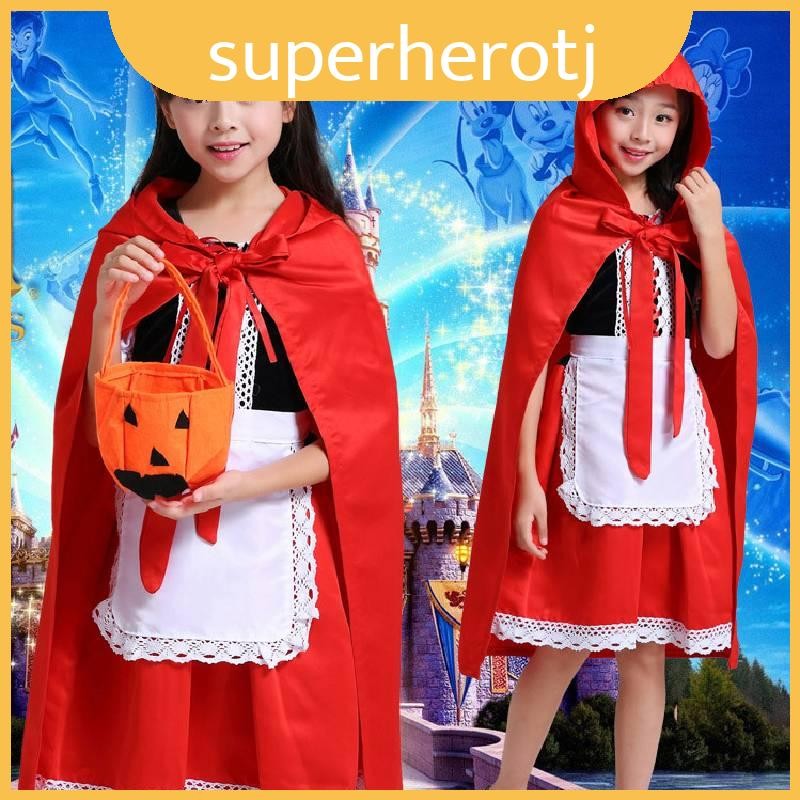 Riding Little Red Hood Princess Dress Halloween Fairy Tale Children For ...