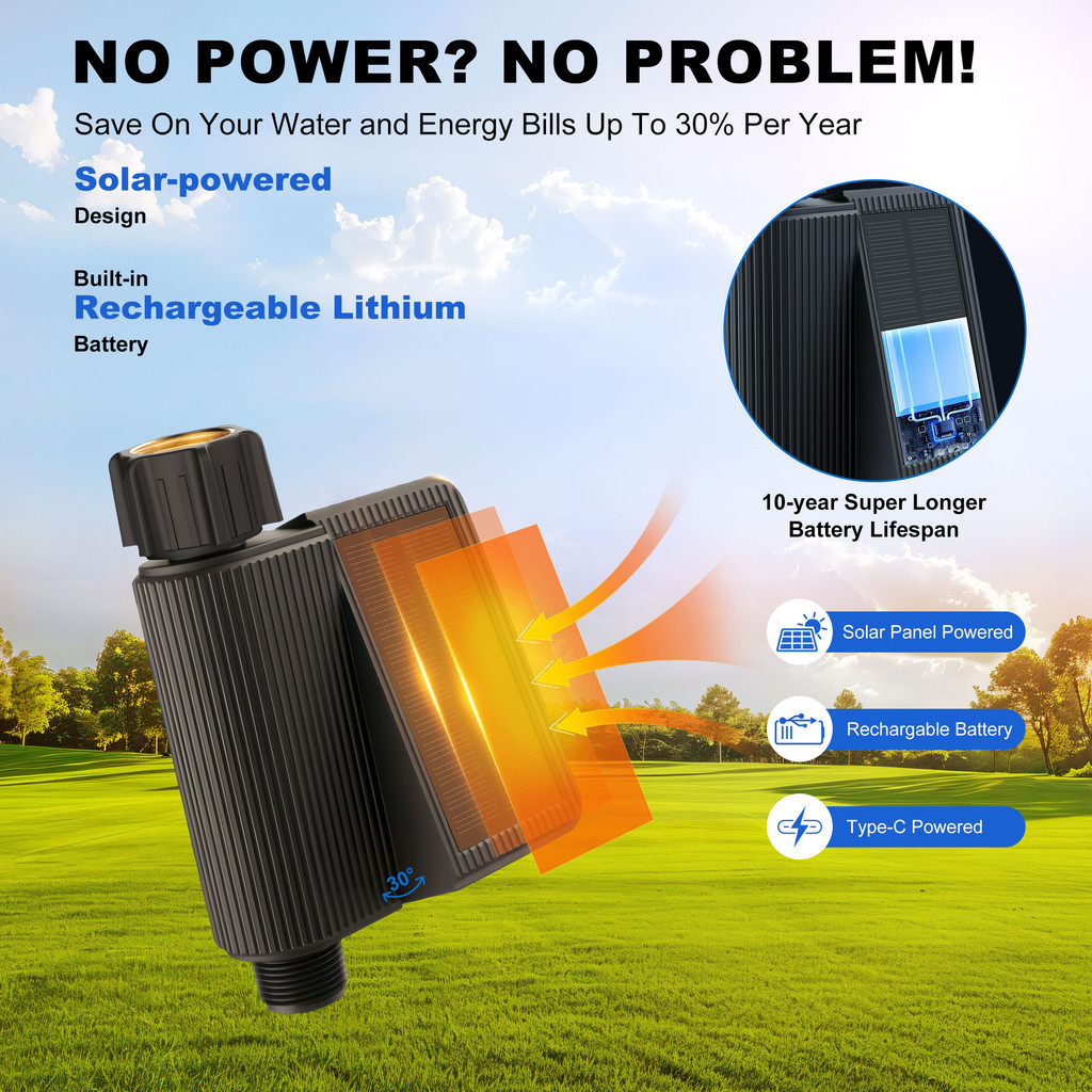 Tuya Smart Watering Timer Solar Powered Wifi Hose Faucet Timer with ...