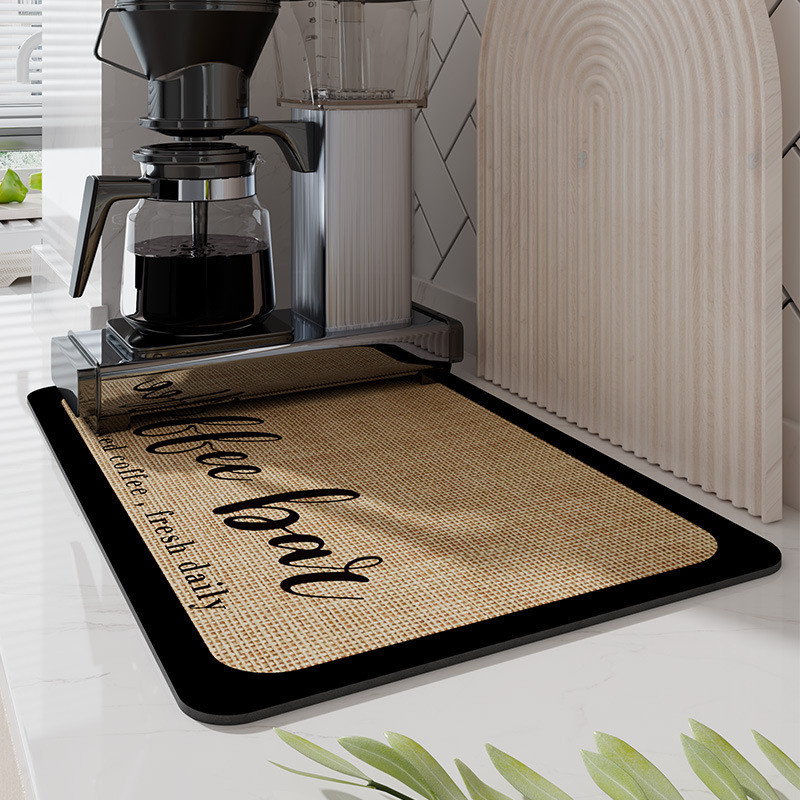 Table Drained Placemat Diatom Mud Pad Coaster Kitchen Top Doatomite Mat ...