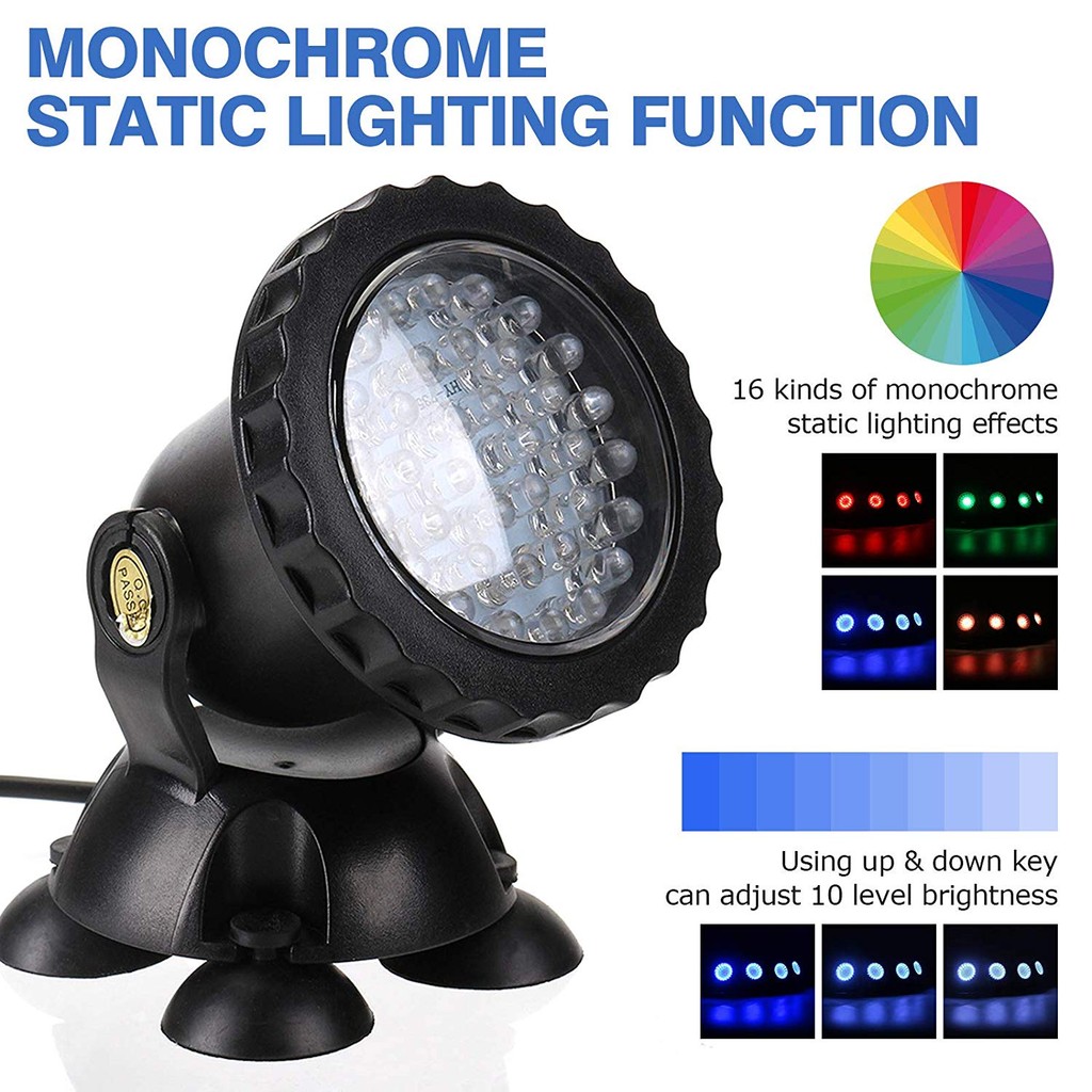 4 Lights RGB Submersible Pond Spotlight with Remote Control 36 LED ...