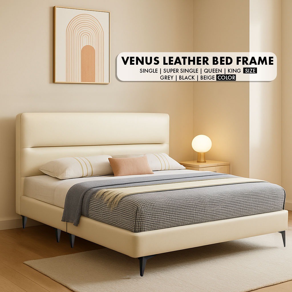 ⚡️NETHOME⚡️Venus PVC Leather Bed Frame – Single/Super Single/Queen/King ...