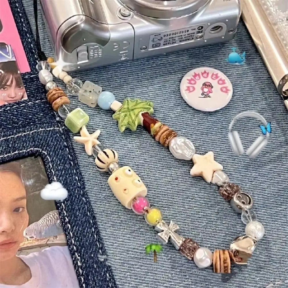 Creative Fresh Seashells Beaded Phone Chain Anti-loss Phone Strap Charm ...