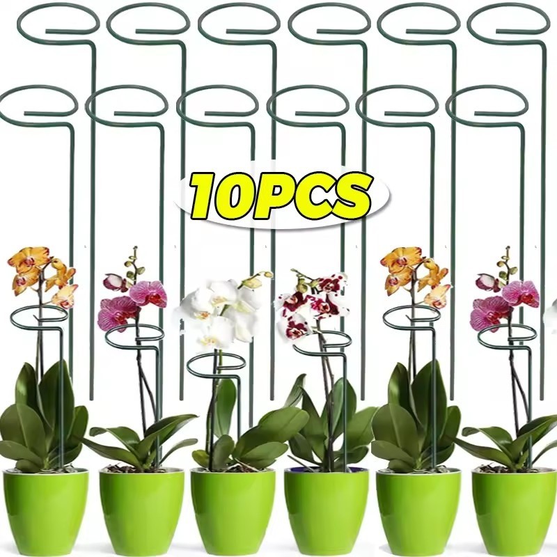 Garden Plant Support Stakes Heavy Duty Iron with Plastic Coating, Green ...