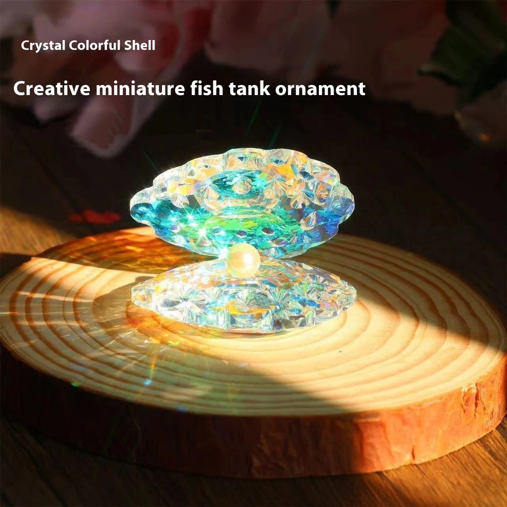 Colorful Crystal Shell Pearl Fish Tank Creative Micro Ornaments Desktop ...
