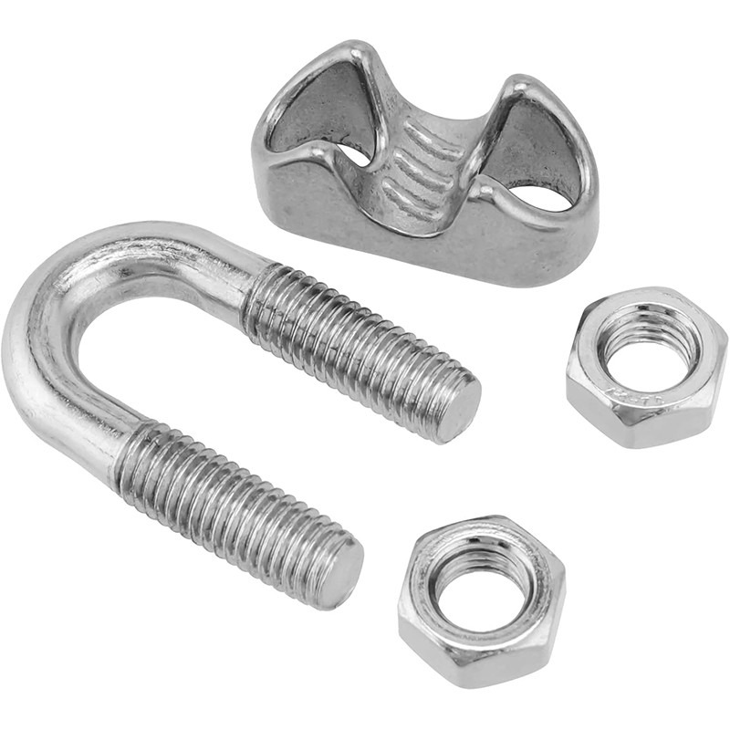 Aexit M5 Thread Chain & Rope Fittings 304 Stainless Steel D Shape Rigging Shackle Wire Rope Wire Rope Clips Fastener 2pcs