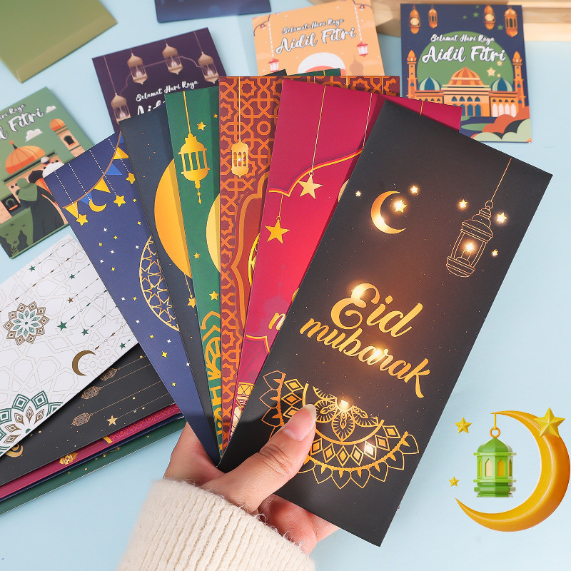 6Pcs 2025 Eid al Fitr Red Envelopes - Middle Eastern Festival Gift Bags ...