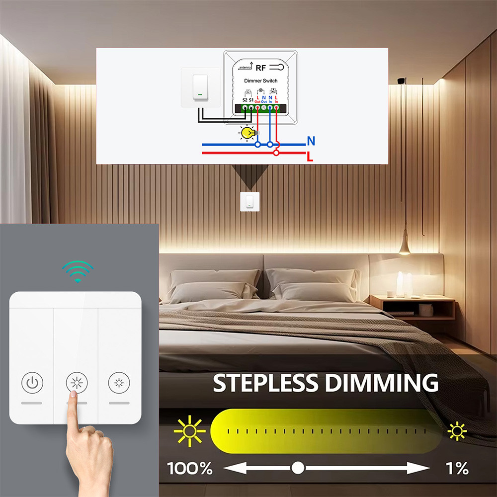 Wireless Dimmer Light Switch with Remote Controls AC110V 220V Dimmable ...