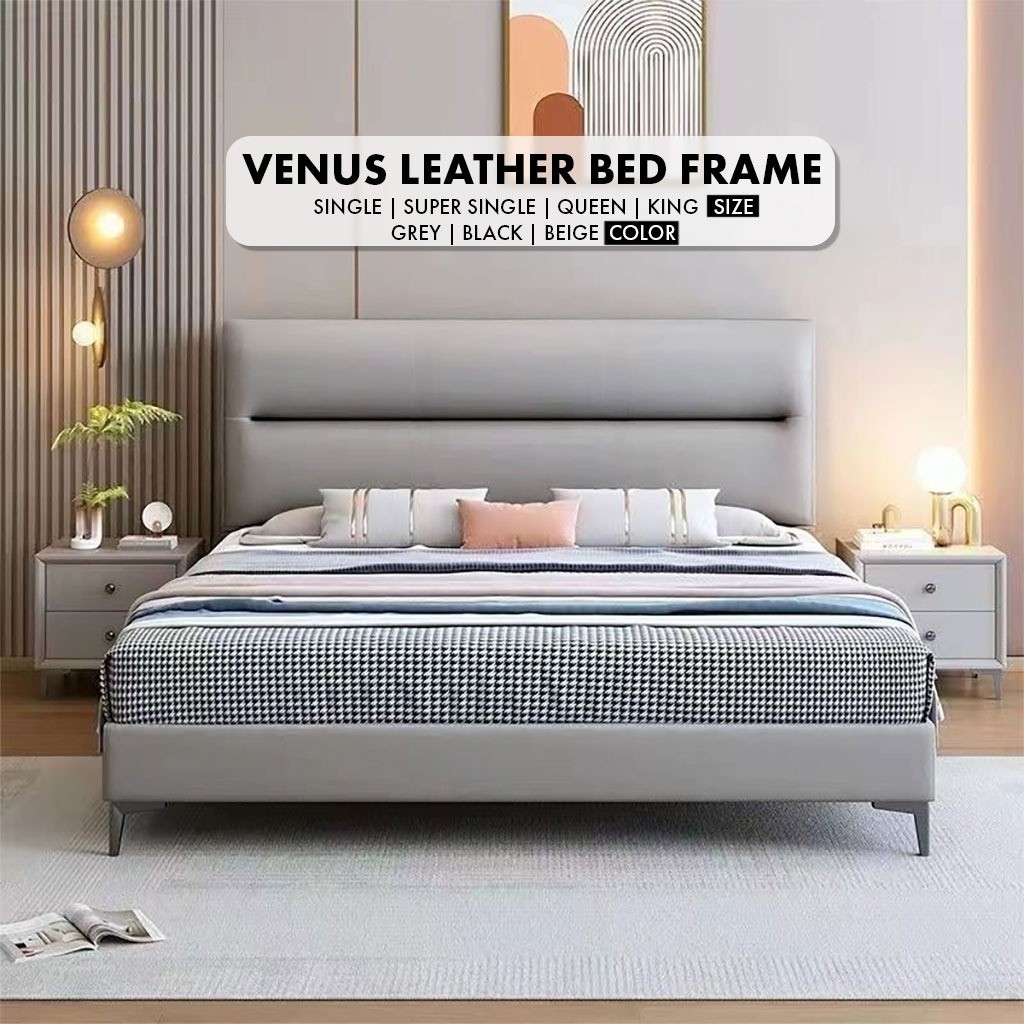 ⚡️NETHOME⚡️Venus PVC Leather Bed Frame – Single/Super Single/Queen/King ...