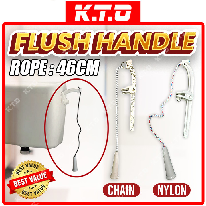 High Level PVC Flush Handle With Nylon / Metal Chain Rope For High ...