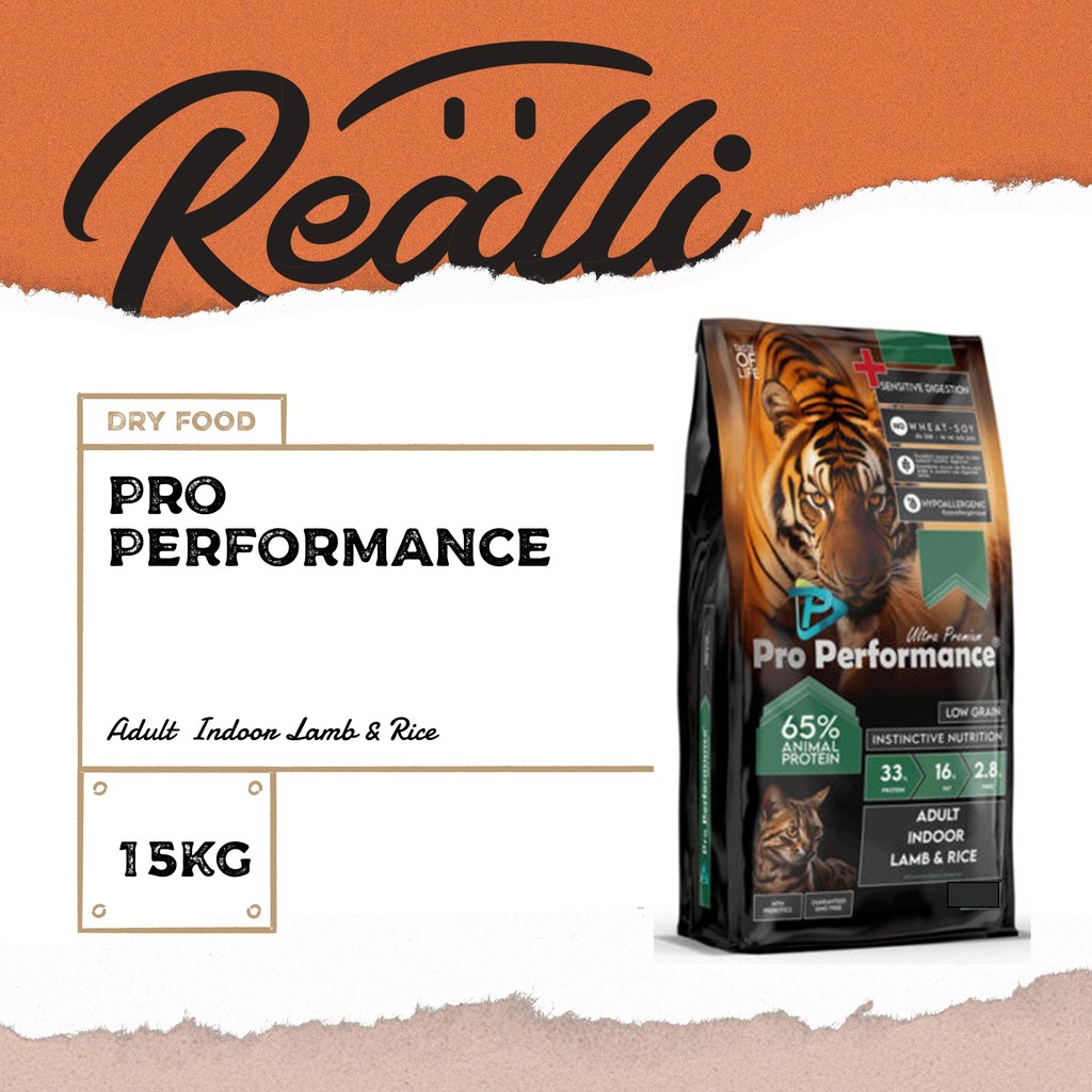 Pro Performance Ultra Premium Adult Indoor Lamb & Rice 15kg | Shopee ...
