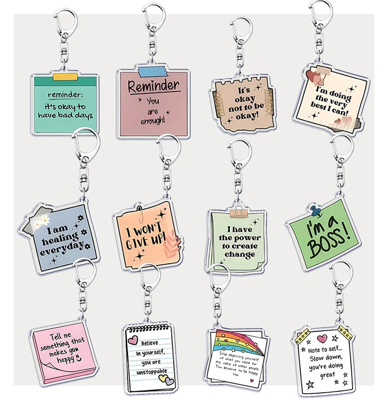 46 Styles Inspirational Quote Keychains Keyring for Accessories Bag ...
