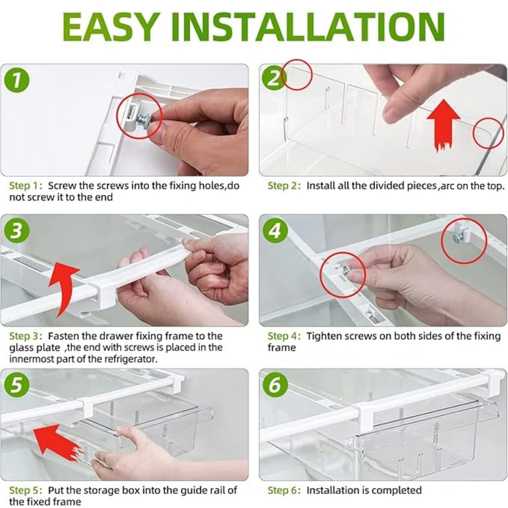 BH Refrigerator Fridge Organizer Freezer Storage Rack Drawer Food Shelf ...