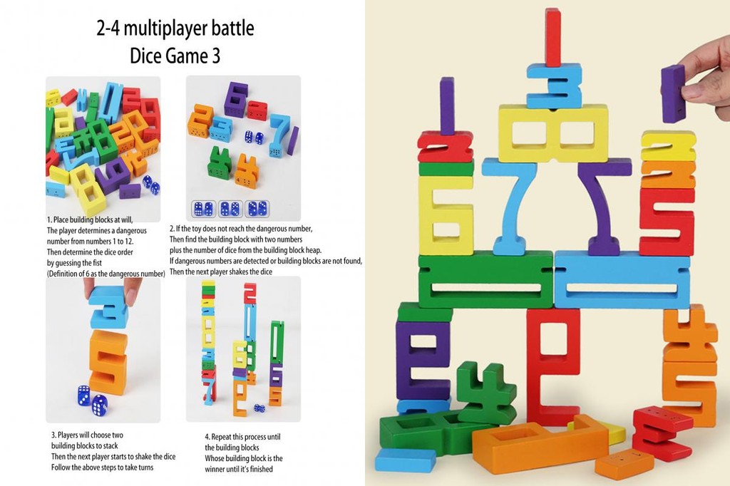 SLS_ Preschool Learning Block Educational Math Toy Wooden Number ...