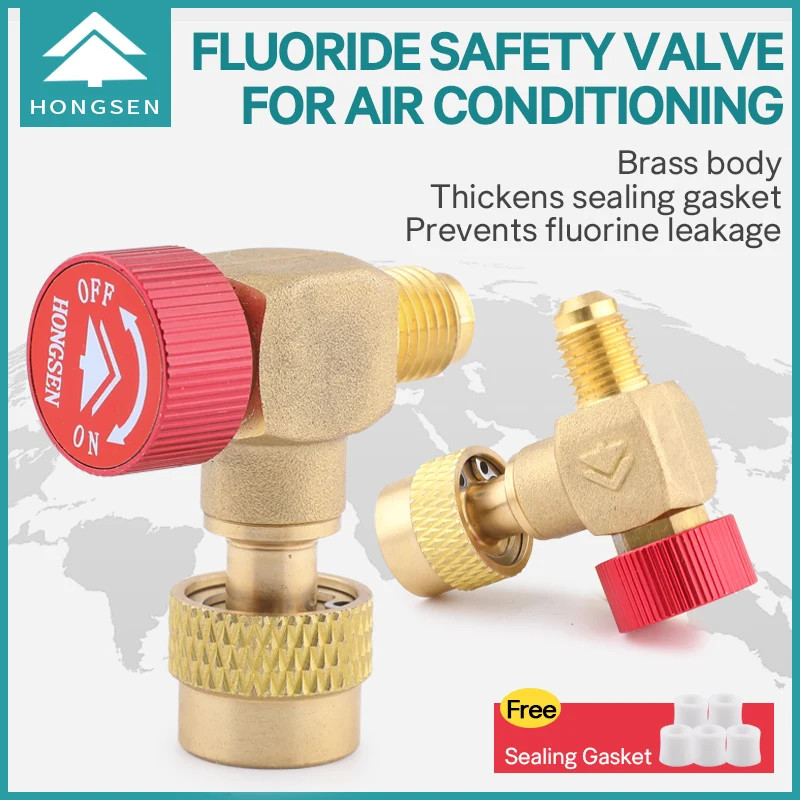 HS Right Angle Copper Air Conditioner Safety Valve R22/32/410 Fluorine ...