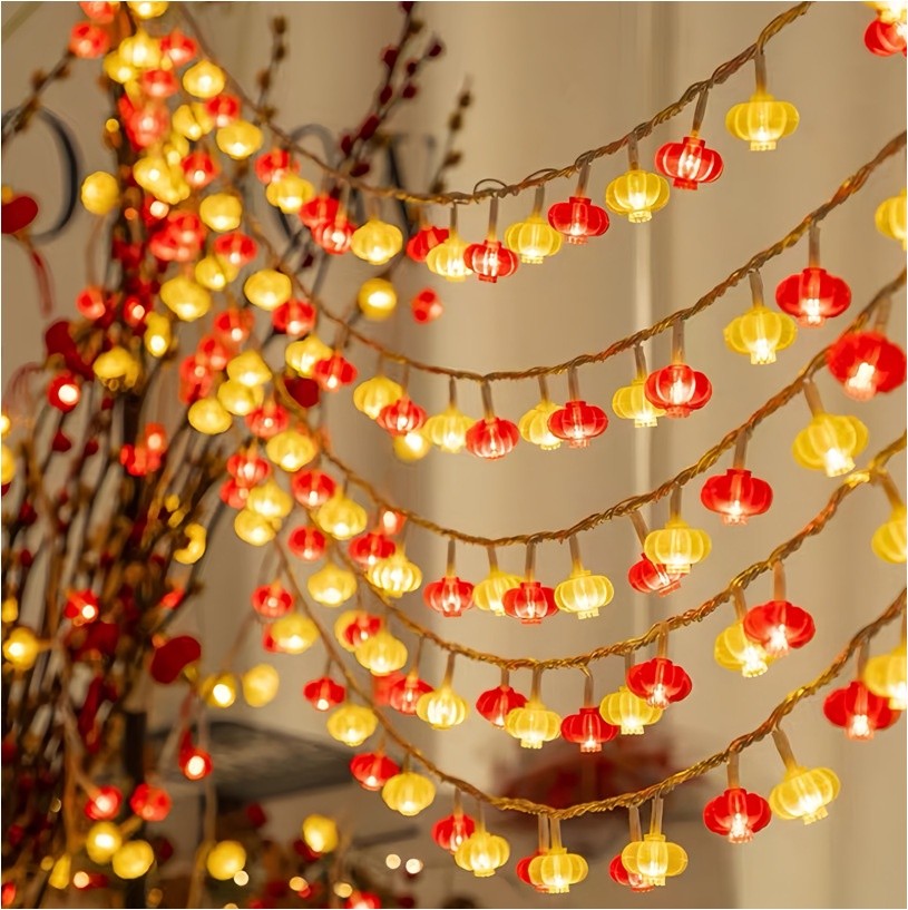 新年燈籠led灯 Chinese New Year Decorations Battery 4M New Year LED ...