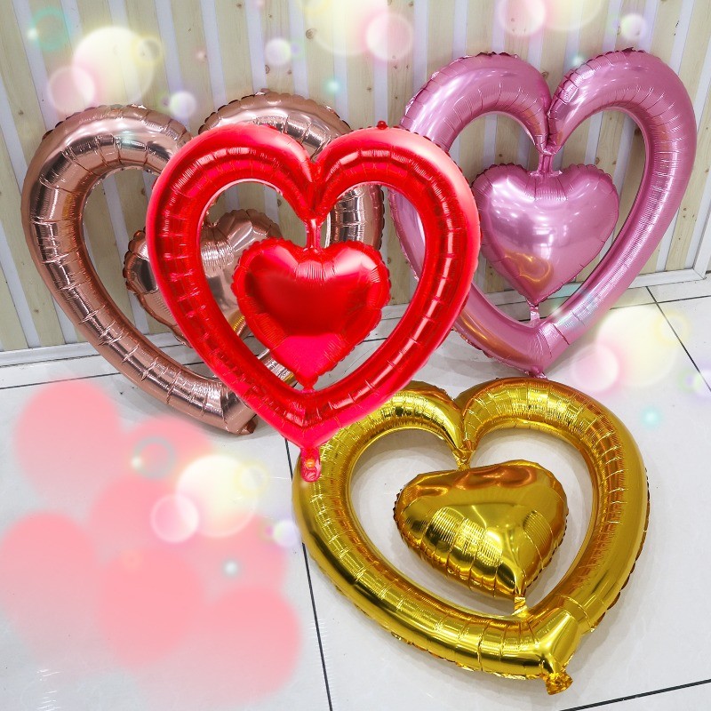 Mtrong Te 2Pcs 36inch Large Gold Pink Red Hook Heart Foil Balloons Happy Birthday Party Wedding Decorations Helium Air Balloon P 17915137