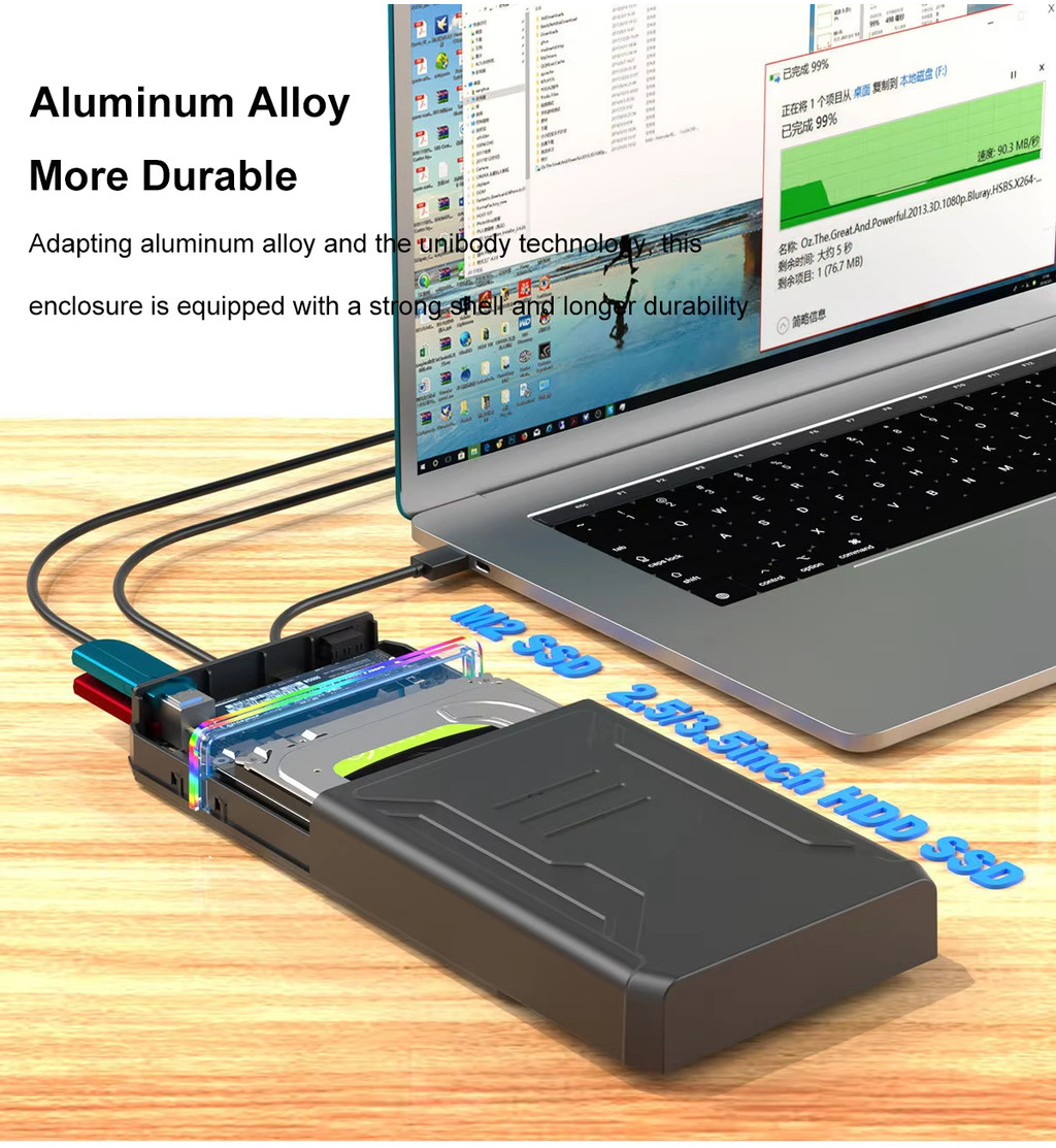 M2 NVMe SSD Enclosure 2.5/3.5 inch HDD Case USB3.0 Hard Drive Enclosure ...