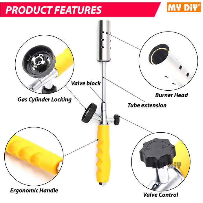 Extension Butane Gas Torch Flame Gun Long Nozzle Strong Thermal Welding ...