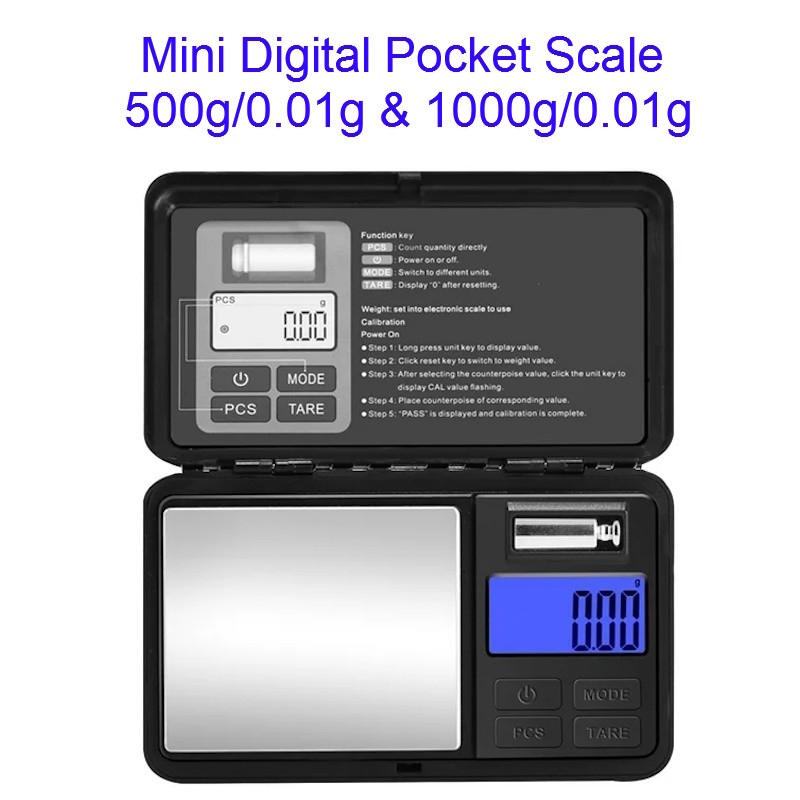 Digital Pocket Scale 500g 1000g 0.01g High Precision Portable Jewelry ...