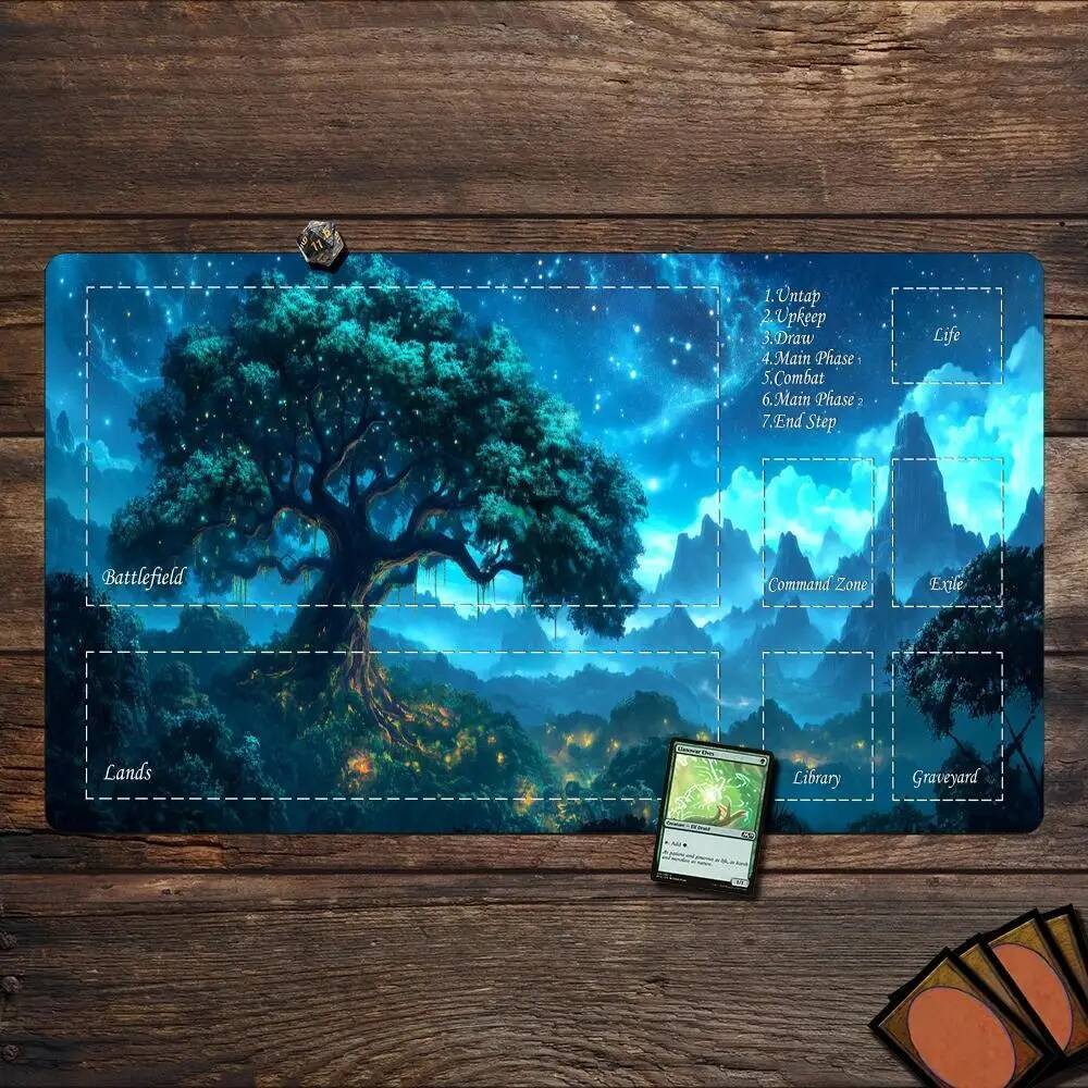 Magic Playmat card gaming mat with zones Giant life tree mtg playmat ...