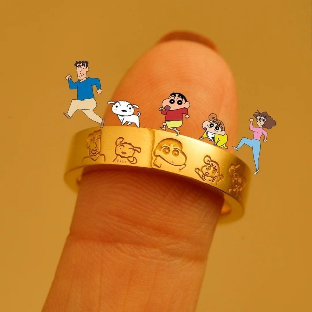 Cute Crayon Shin Chan Pattern Anime Protagonist Advanced Ring Gift ...
