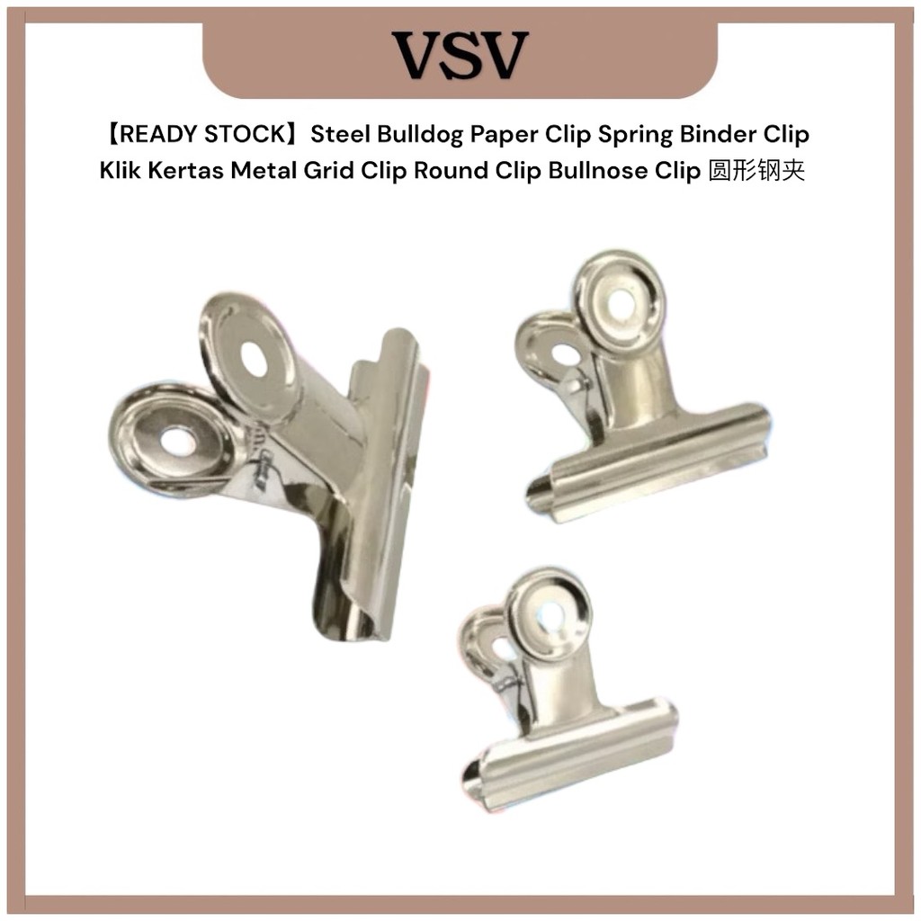 【READY STOCK】Steel Bulldog Paper Clip Spring Binder Clip Klik Kertas ...