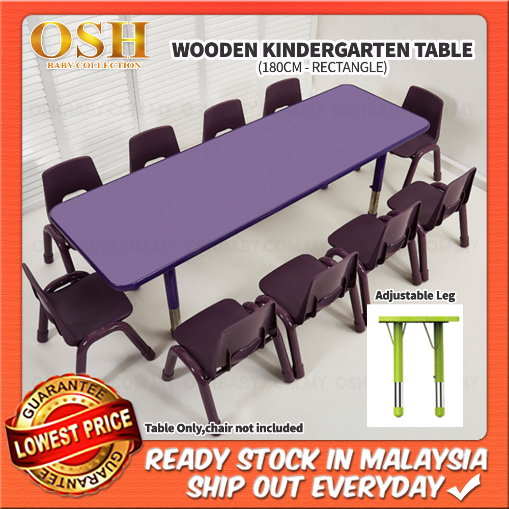 Adjustable Height kids study WOODEN KINDERGARTEN TABLE 180CM ...