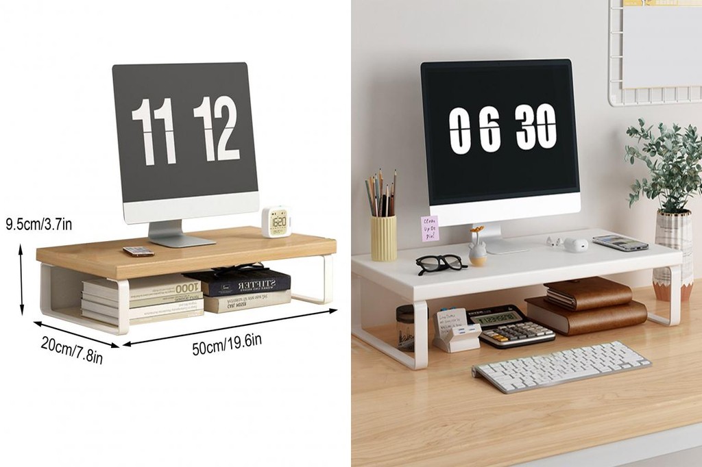 SN Computer Stand Computer Elevated Rack Sturdy Wooden Monitor Stand ...