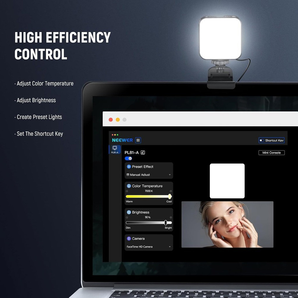 NEEWER Bi Colour Streaming Webcam LED Light With Mount & Stand PL81 Pro ...