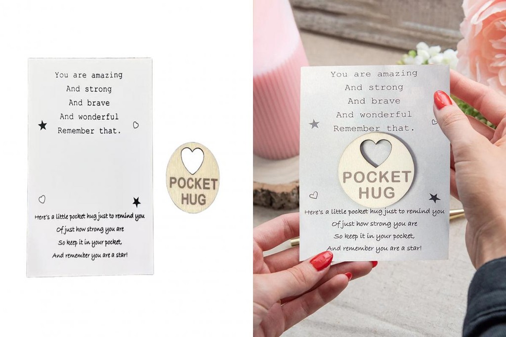EYD- Emotional Support Token Fun Message Token Wooden Love Heart Pocket ...