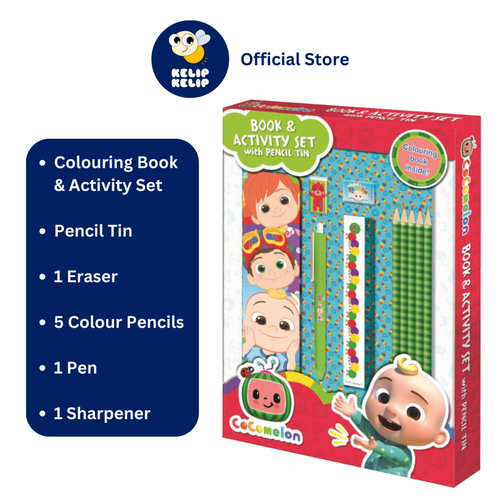 Cocomelon Colouring Book & Activity Set For Kids With Pencil Tin ...