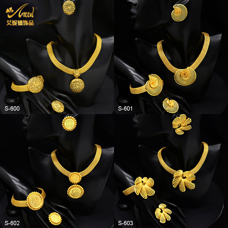 ANIID African Gold Color Jewelry Set for Women Indian Choker Necklace ...