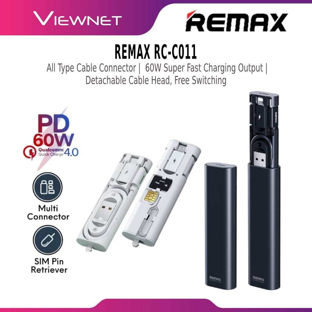 REMAX RC-C011 CABLE SET TYPE C / I-CABLE / MICRO USB 60W FAST CHARGING ...